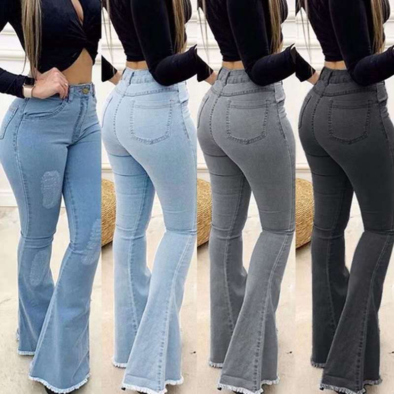High Waist Elastic Denim Jeans