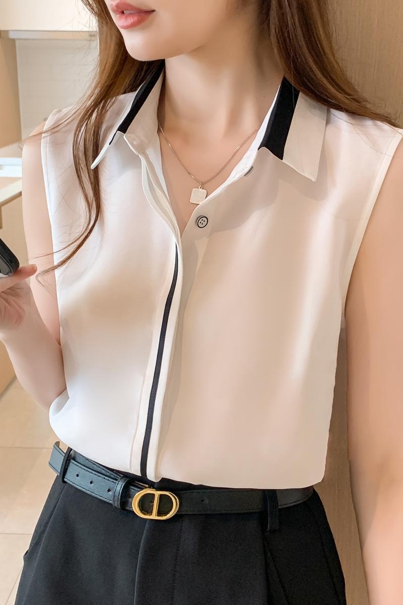 Sleeveless Chiffon Waistcoat Shirt