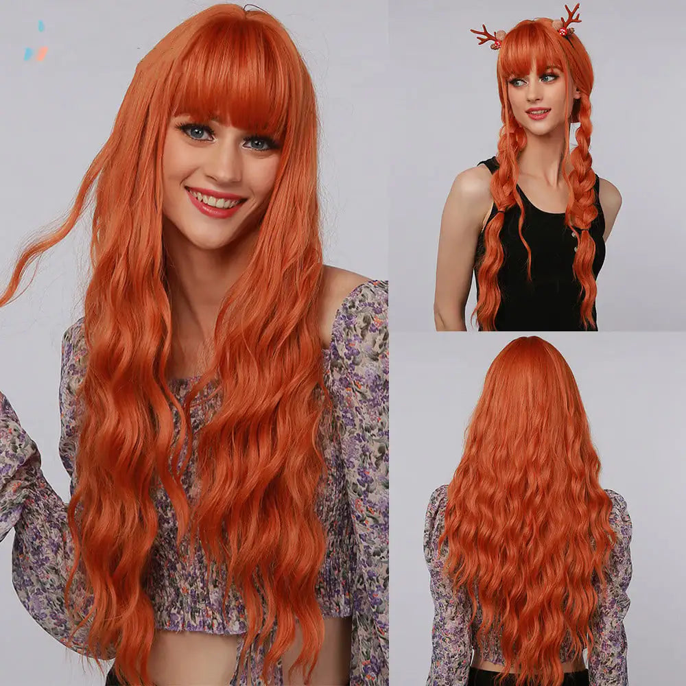 Long Black Curls with Eight-Character Bangs
