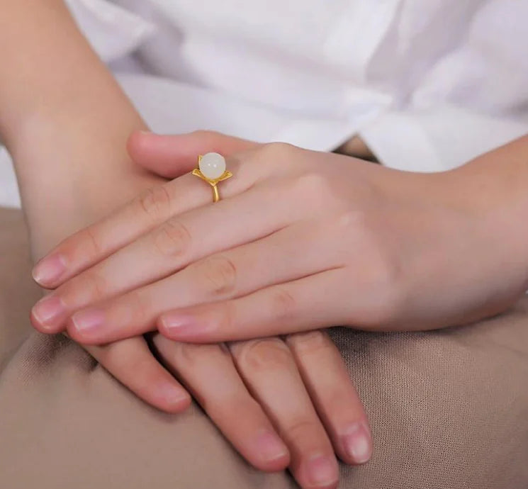 Natural Hetian Jade Qingyu Ring