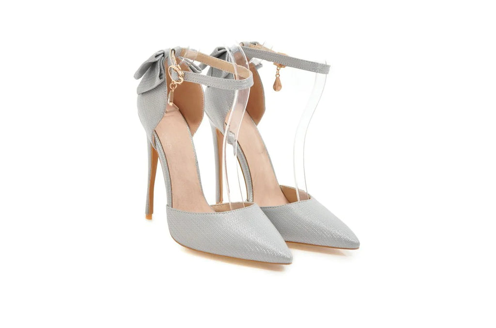 Rhinestone Bowknot High Heels with Bow Detail