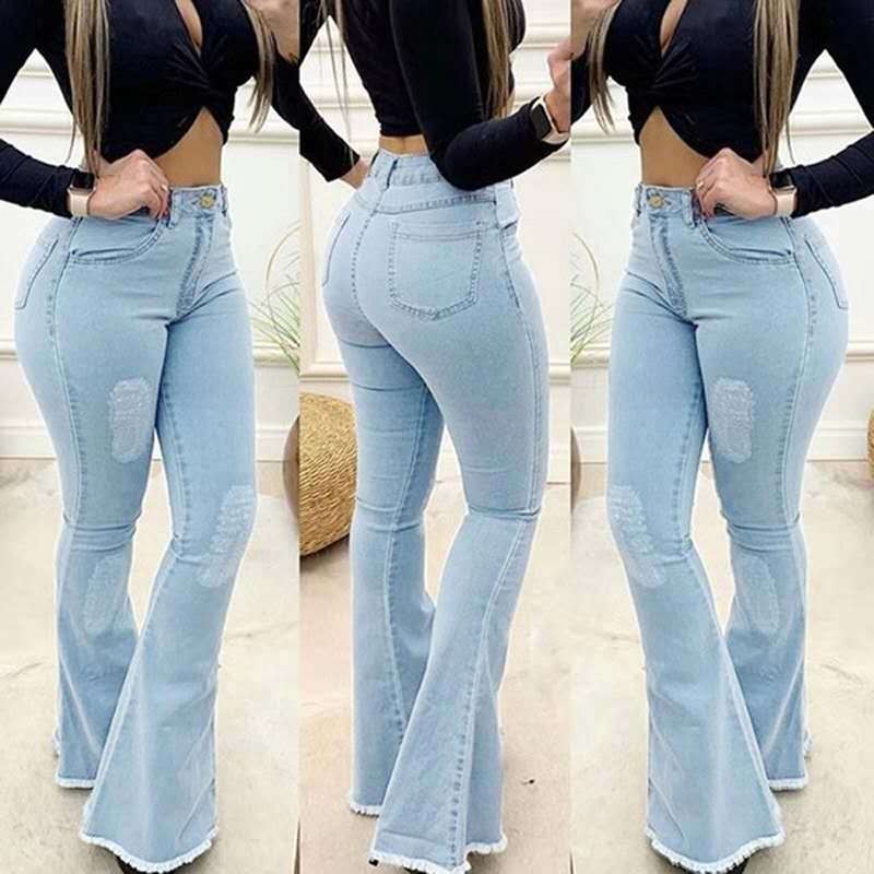 High Waist Elastic Denim Jeans