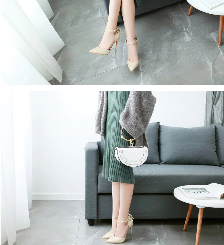 Rhinestone Bowknot High Heels with Bow Detail