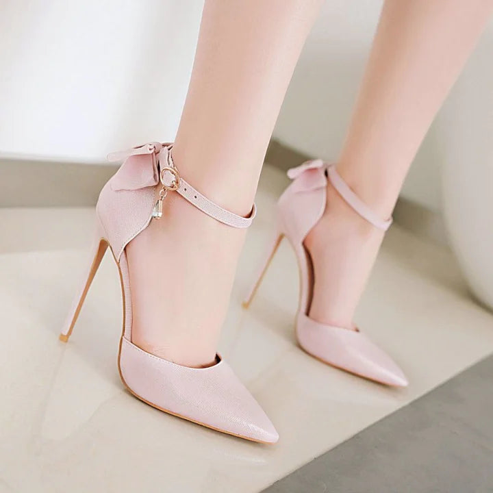 Rhinestone Bowknot High Heels with Bow Detail