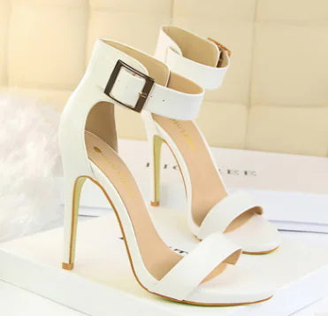 Stiletto Heels, Satin High Heels, Buckle Sandals