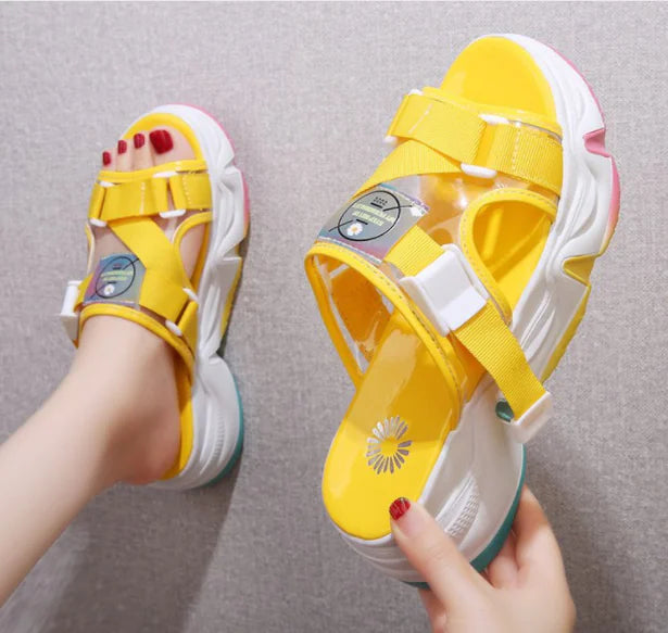 Fashionable Thick-Soled Rainbow Sandals & High Heels