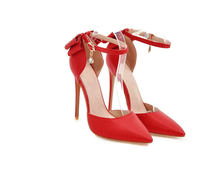 Rhinestone Bowknot High Heels with Bow Detail