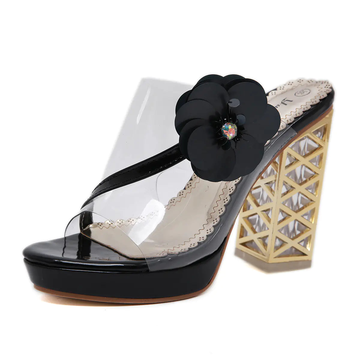 Flower Women's Thick Heel High Heels Sandals