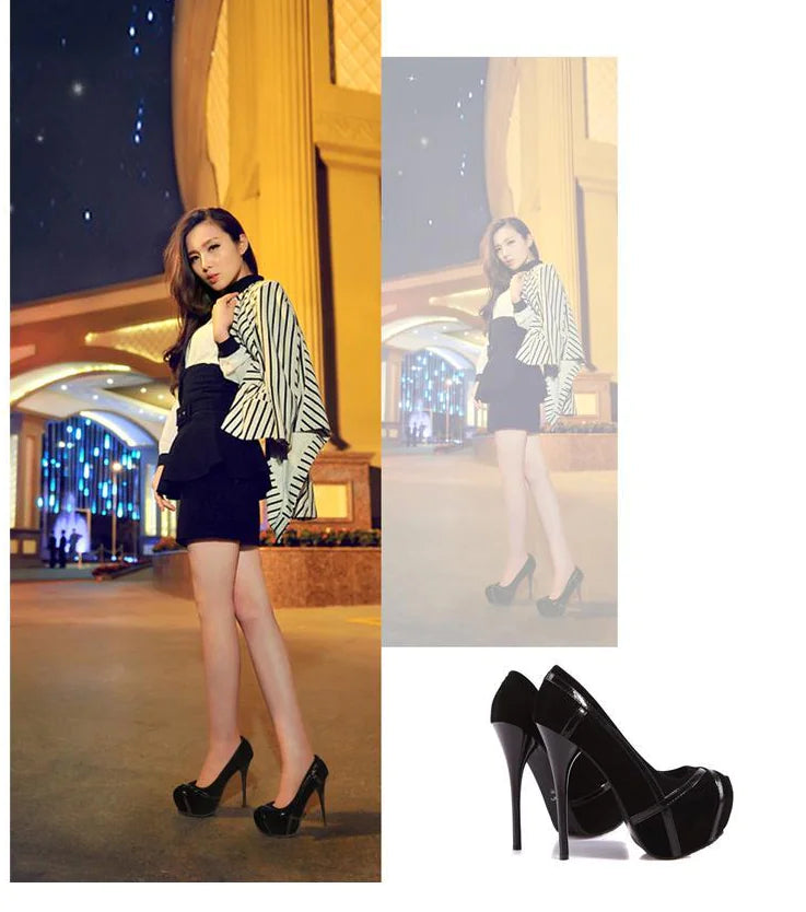 Color Block Striped High Heels