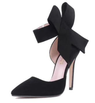 Oversized Butterfly Pointed Velvet High Heels Shoes