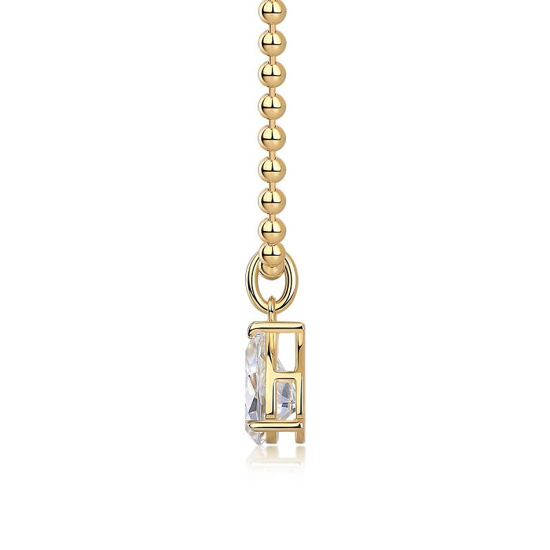 Wish Light - A Fashionable And Trendy Diamond Jewelry Necklace Pendant Set With Pear-shaped Moissanite S925 Sterling Silver And Gold Plating