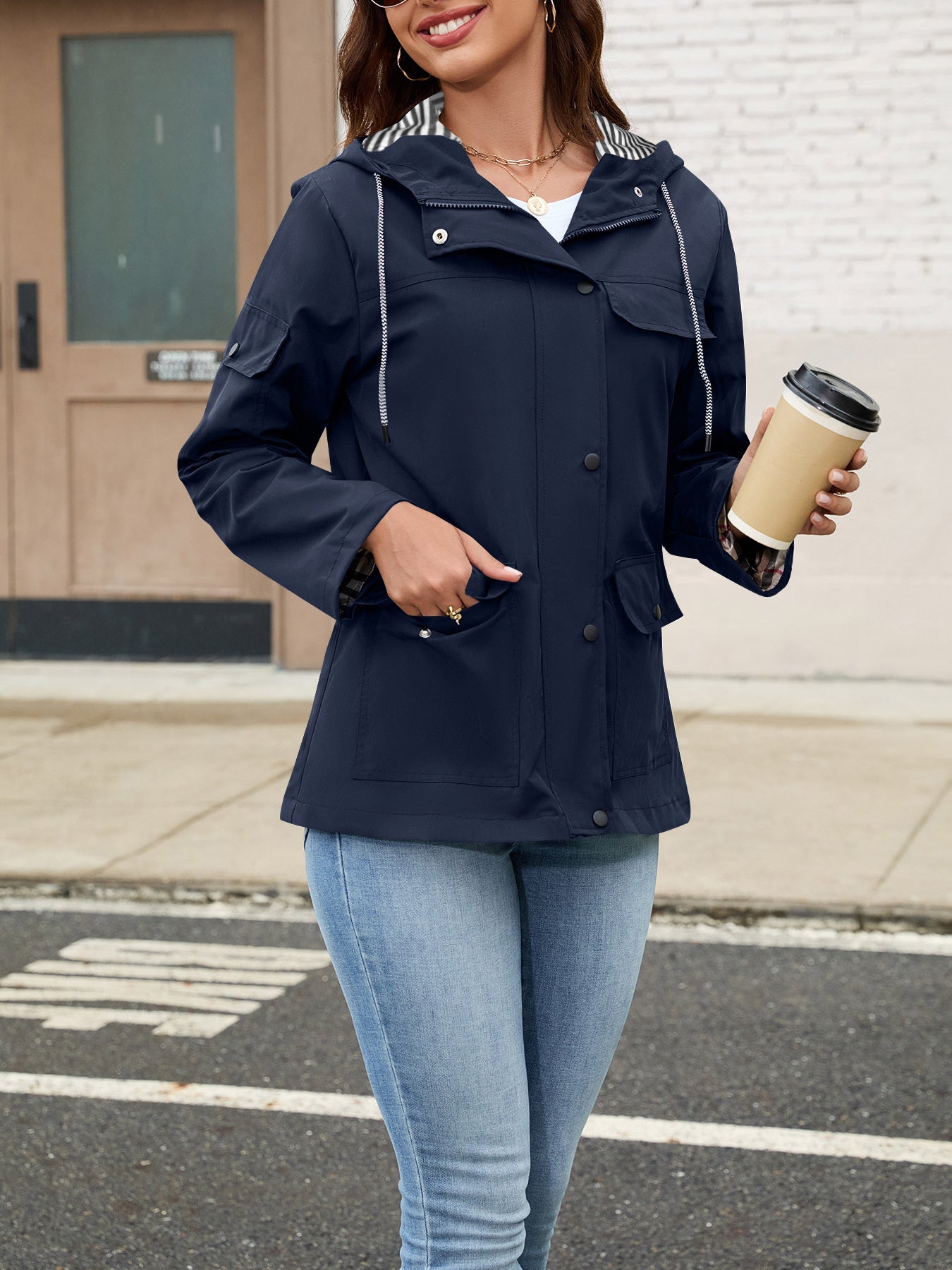 Casual Hooded Multi-pocket Windbreaker Coat Jacket Windproof