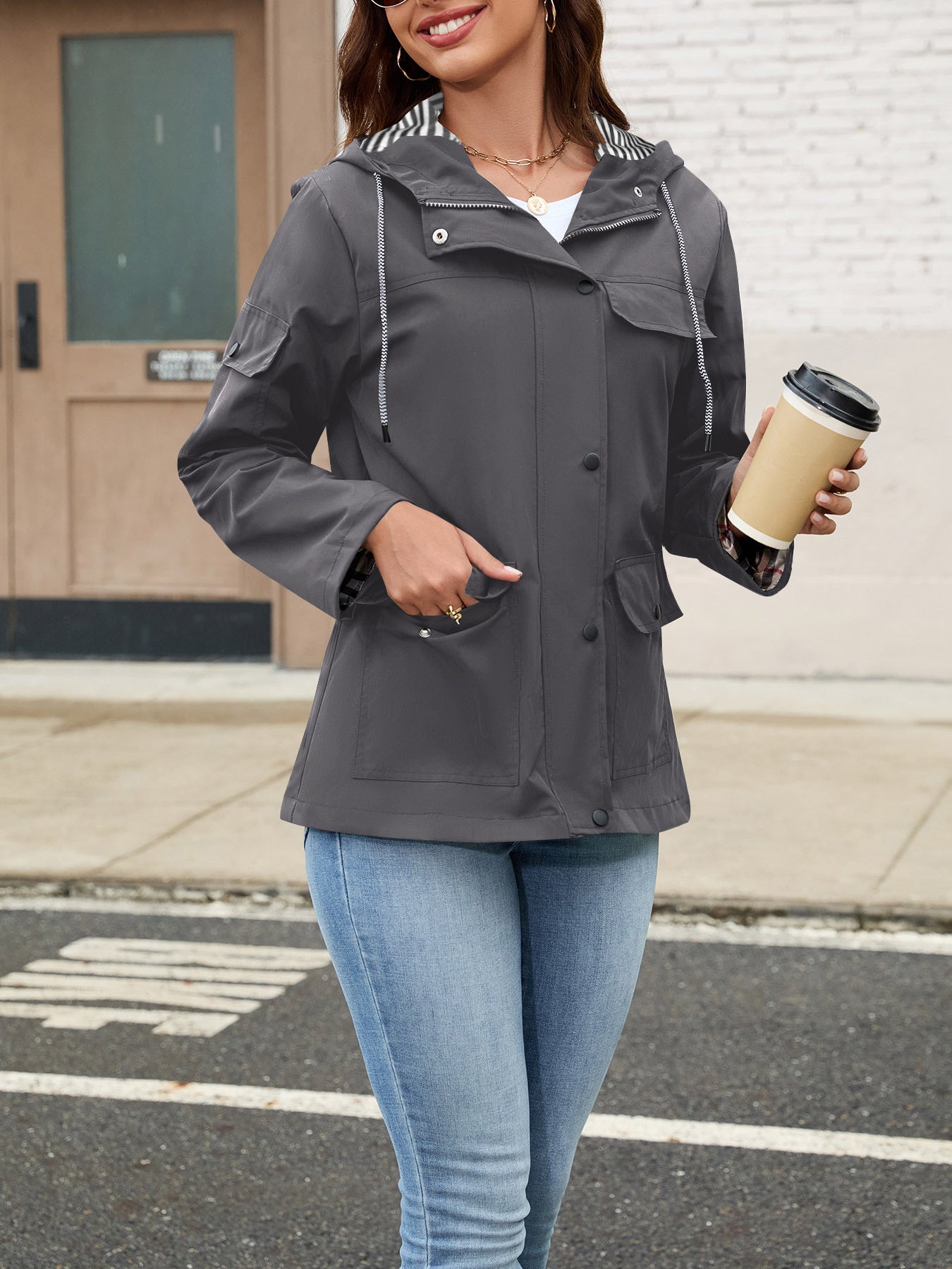Casual Hooded Multi-pocket Windbreaker Coat Jacket Windproof