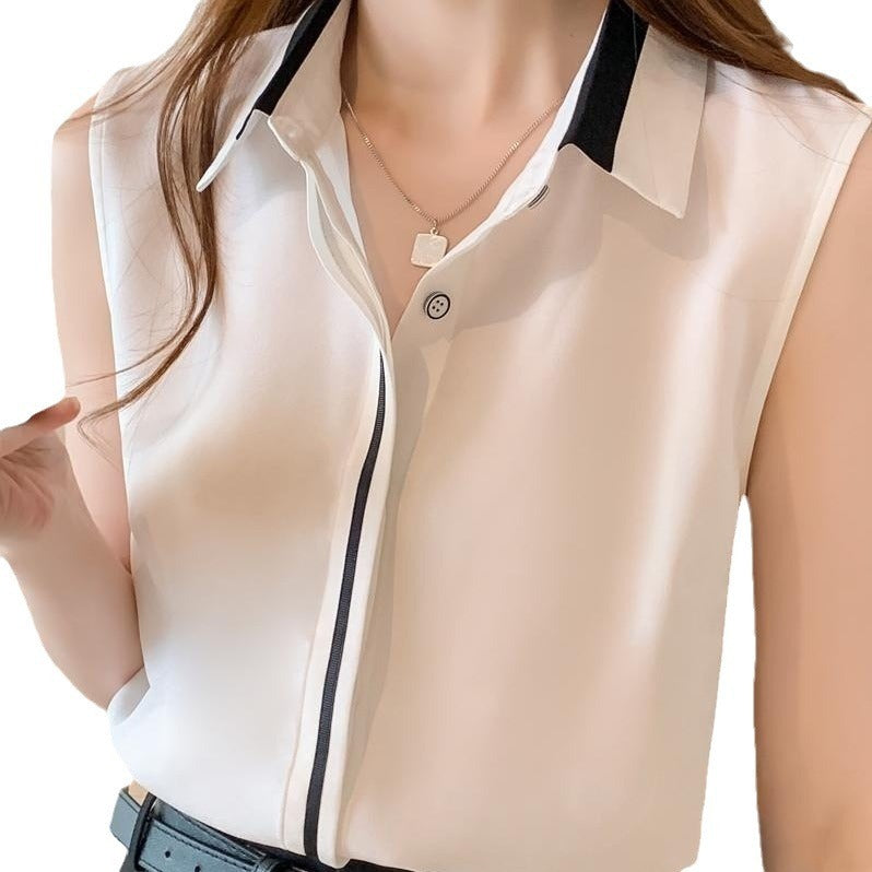 Sleeveless Chiffon Waistcoat Shirt