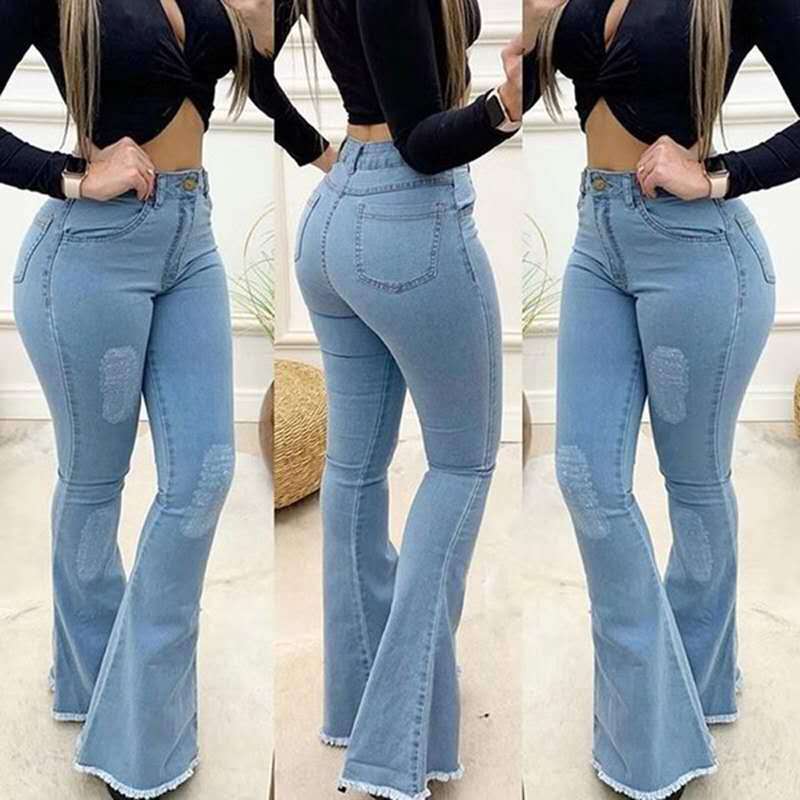 High Waist Elastic Denim Jeans