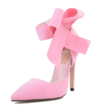 Oversized Butterfly Pointed Velvet High Heels Shoes