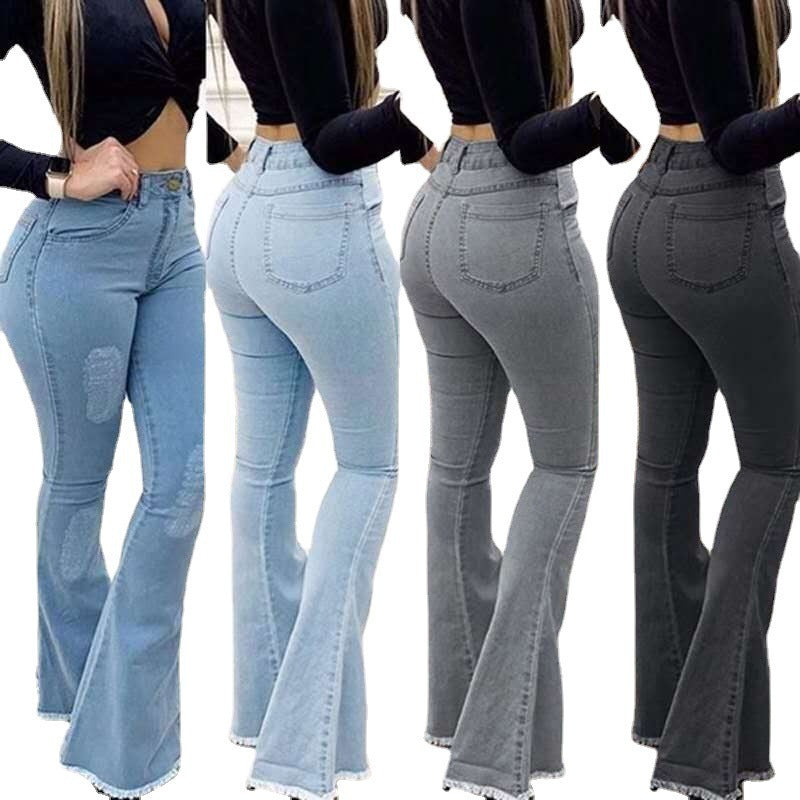 High Waist Elastic Denim Jeans
