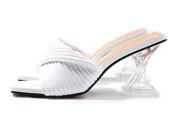 Crystal High Heels with Pleated Drawstring Design