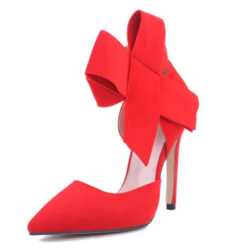Oversized Butterfly Pointed Velvet High Heels Shoes