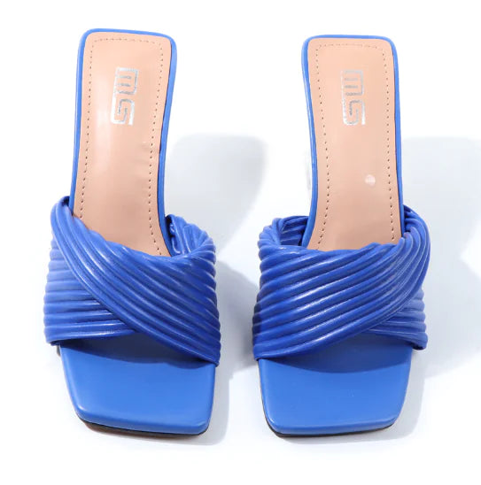 Crystal High Heels with Pleated Drawstring Design