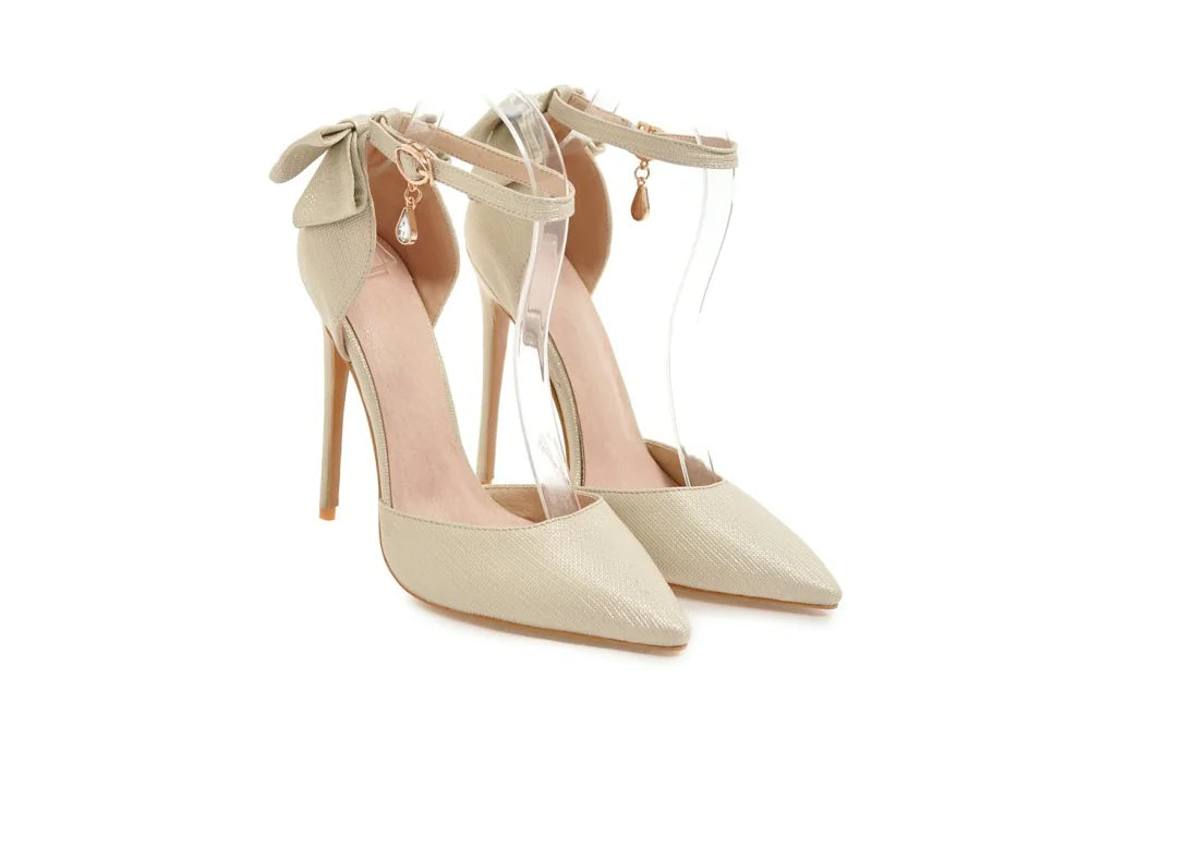 Rhinestone Bowknot High Heels with Bow Detail