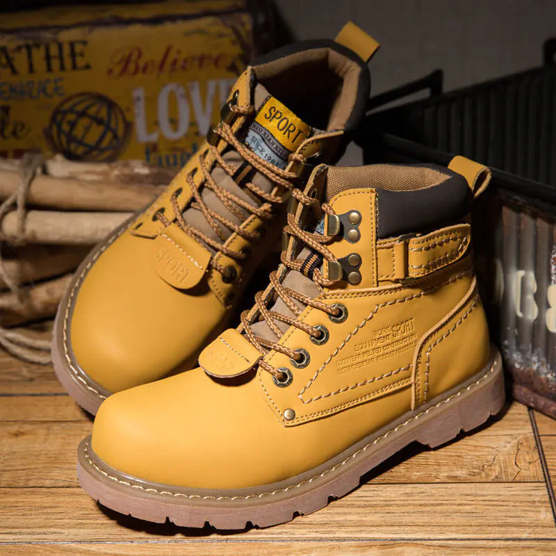 British Style Winter High-Top Velvet Cowhide Boots