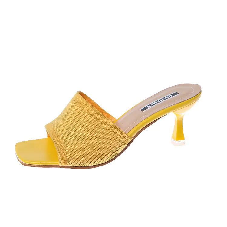 Square Toe Stiletto Slippers with High Heels