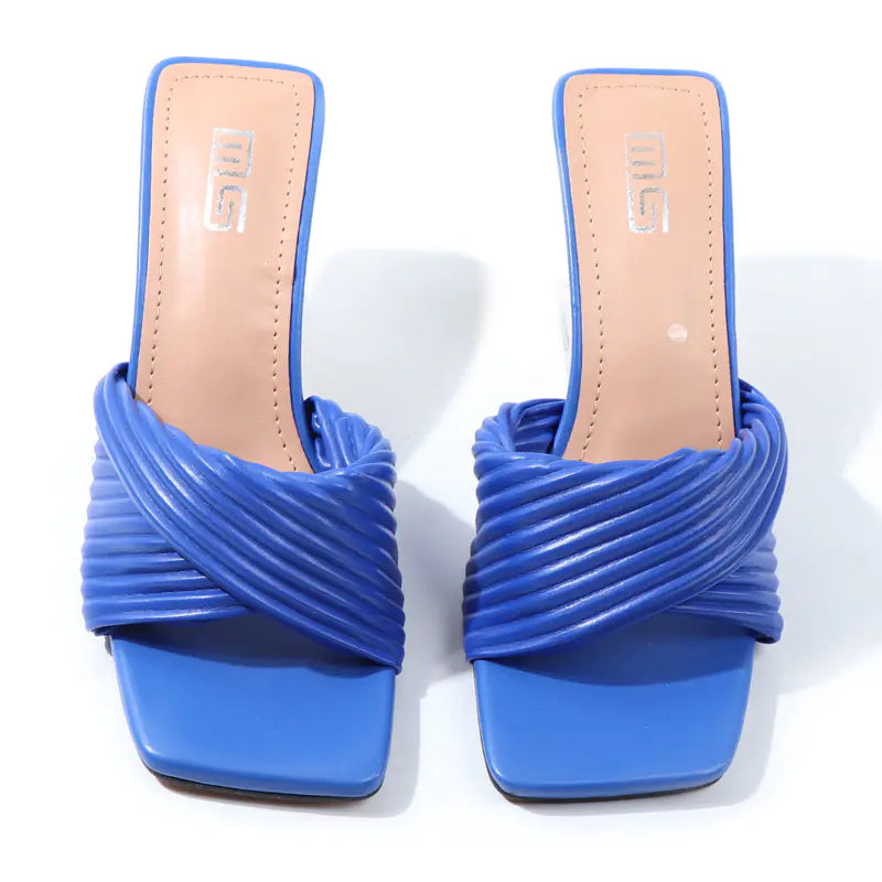 Crystal High Heels with Pleated Drawstring Design