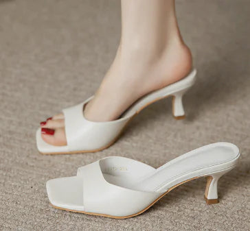 Simple Square Open Toe Stiletto High Heels